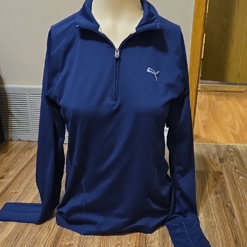🔴 Puma Women's Navy Blue Quarter-Zip Top